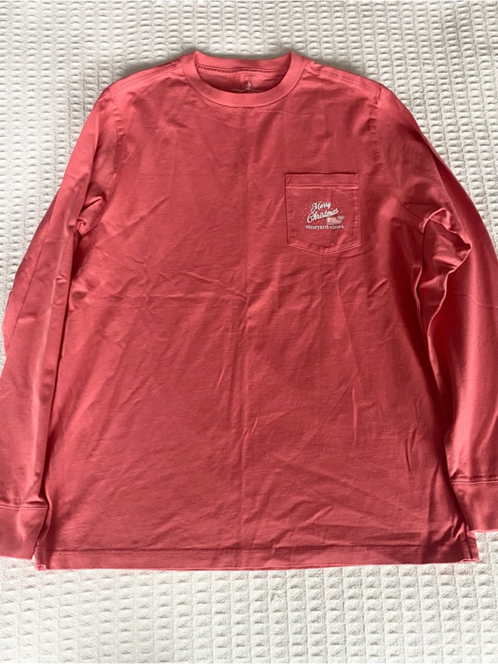 Vineyard Vines Coral Pink Long Sleeve Christmas Tee Large